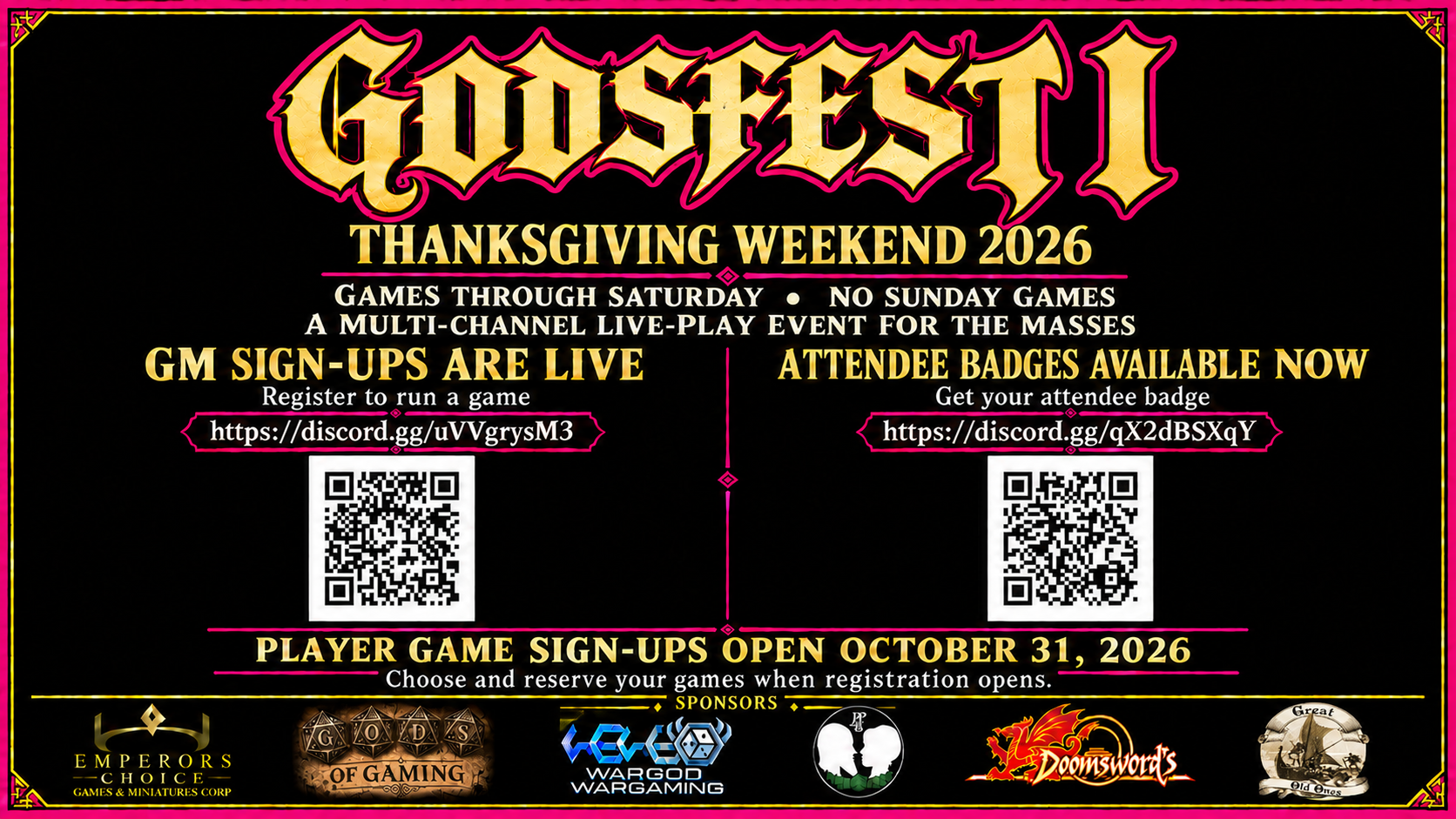 Godsfest sign-up information